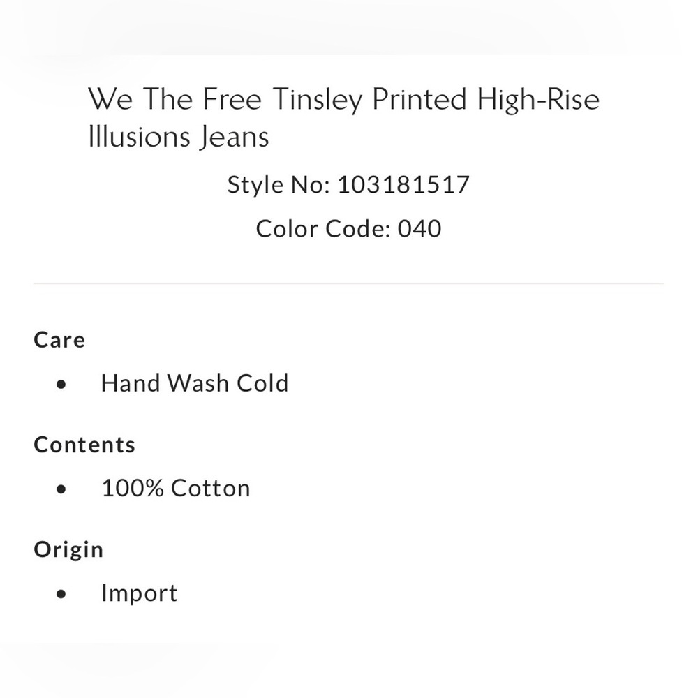 We The Free Tinsley Printed High-Rise Illusions Jeans Size 26 NWT - Picture 6 of 16